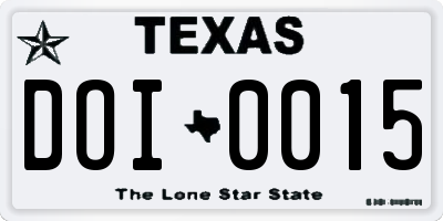 TX license plate DOI0015