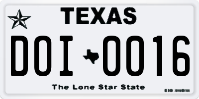 TX license plate DOI0016