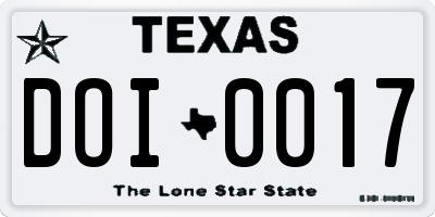 TX license plate DOI0017