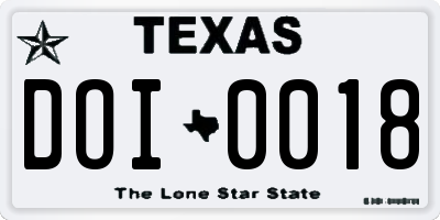 TX license plate DOI0018