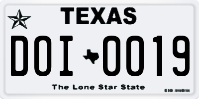 TX license plate DOI0019