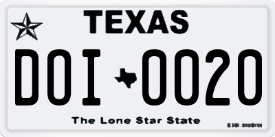 TX license plate DOI0020