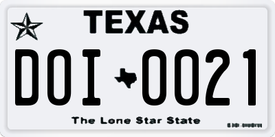 TX license plate DOI0021