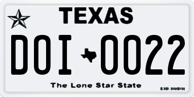 TX license plate DOI0022