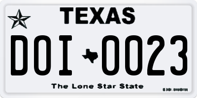 TX license plate DOI0023
