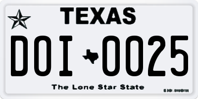 TX license plate DOI0025
