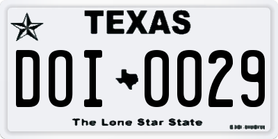 TX license plate DOI0029