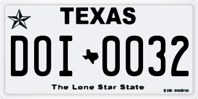TX license plate DOI0032