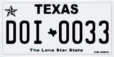 TX license plate DOI0033