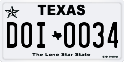 TX license plate DOI0034