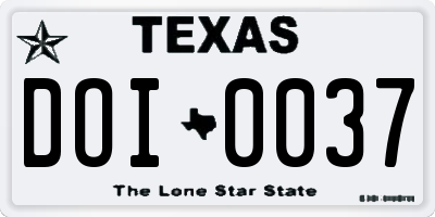 TX license plate DOI0037