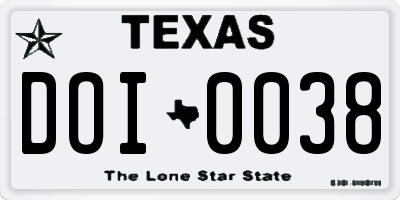 TX license plate DOI0038