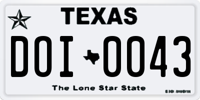 TX license plate DOI0043