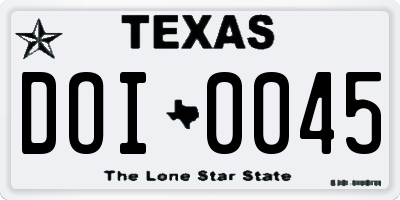 TX license plate DOI0045