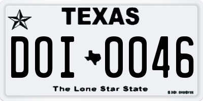 TX license plate DOI0046