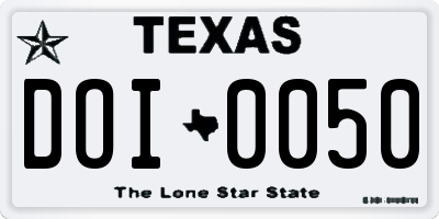 TX license plate DOI0050