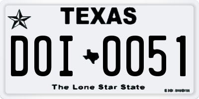 TX license plate DOI0051