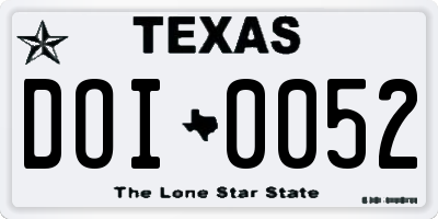 TX license plate DOI0052