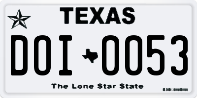 TX license plate DOI0053