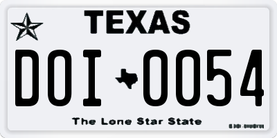 TX license plate DOI0054