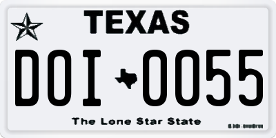 TX license plate DOI0055