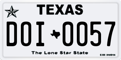 TX license plate DOI0057