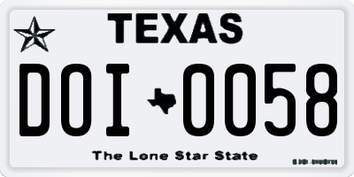 TX license plate DOI0058