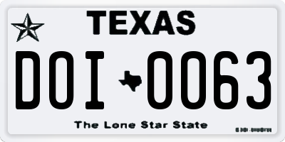 TX license plate DOI0063