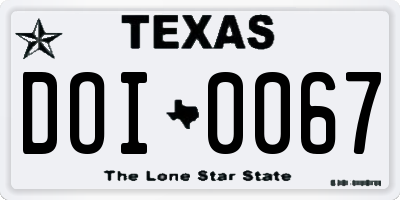 TX license plate DOI0067