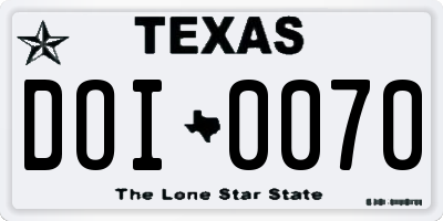 TX license plate DOI0070
