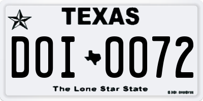TX license plate DOI0072