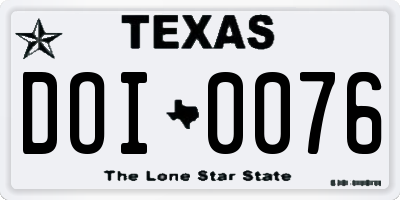 TX license plate DOI0076