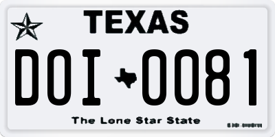 TX license plate DOI0081