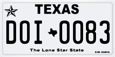 TX license plate DOI0083