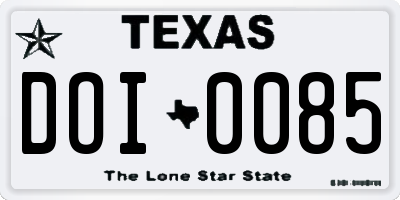 TX license plate DOI0085