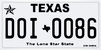 TX license plate DOI0086