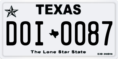 TX license plate DOI0087