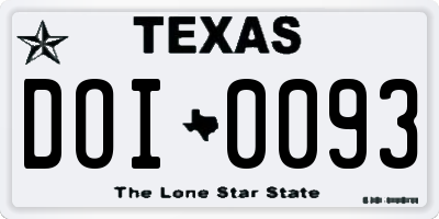 TX license plate DOI0093