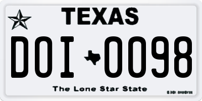 TX license plate DOI0098
