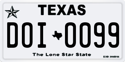 TX license plate DOI0099