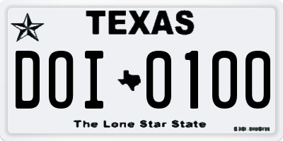 TX license plate DOI0100