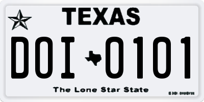 TX license plate DOI0101