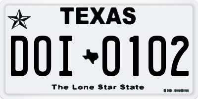 TX license plate DOI0102