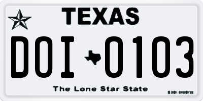 TX license plate DOI0103