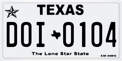 TX license plate DOI0104
