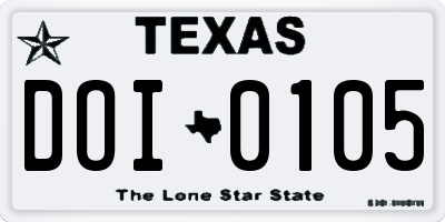 TX license plate DOI0105