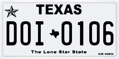 TX license plate DOI0106