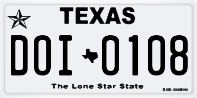 TX license plate DOI0108