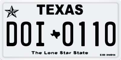 TX license plate DOI0110