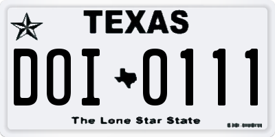 TX license plate DOI0111